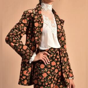 Anthropologie Madchen Brown Tea Rose Velvet Vintage Style Blazer Sz S